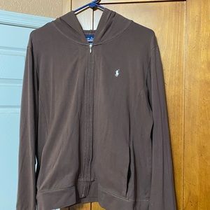 Brown Ralph Lauren zippered polo sweater